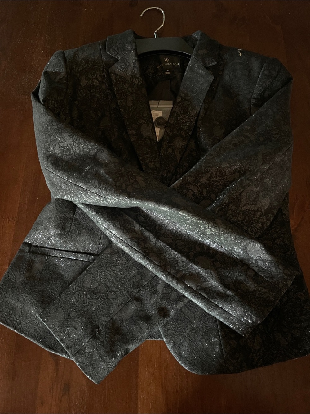 W by Worth Black Floral Brocade Blazer